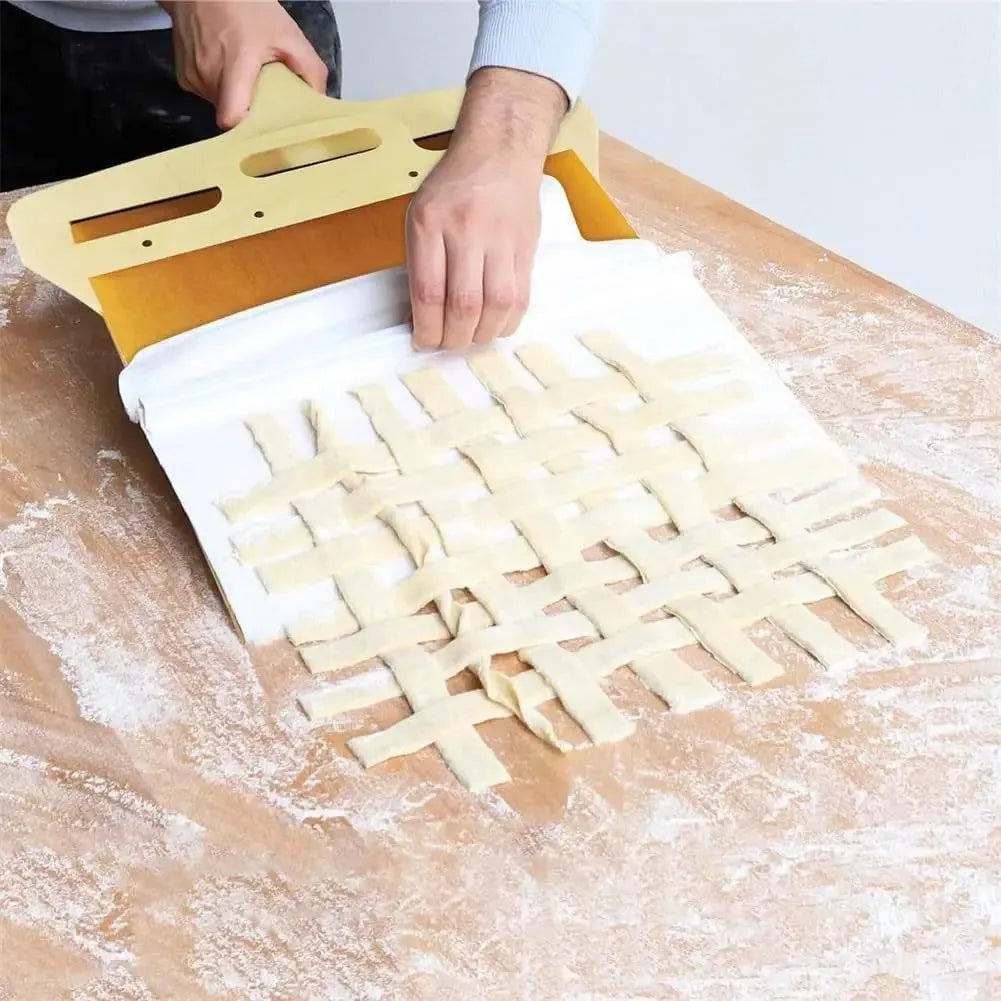 Wooden pizza transfer shovel with cutting board surface and hanging hole