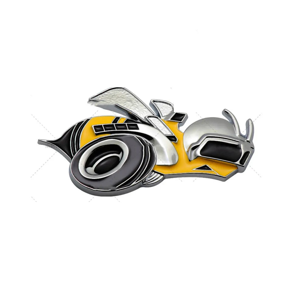 Large zinc alloy car bumper sticker with Big Bee pattern in yellow and silver colour combination