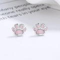 925 sterling silver cat's paw geometric stud earrings with rose gold electroplated colour, earplug style