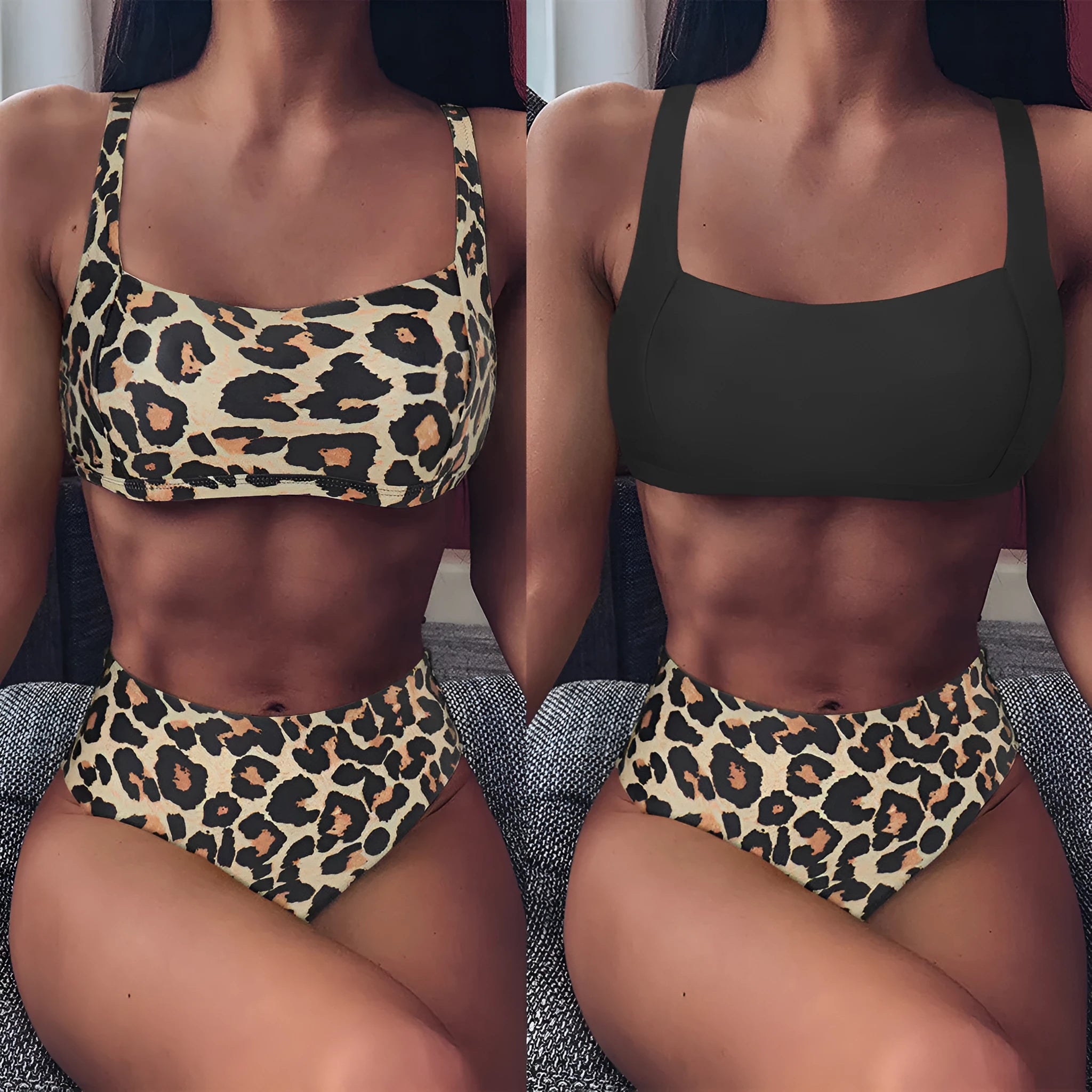 Women's leopard print high waist push up bikini in multiple colour options