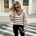 Apricot CR89031 striped loose fit pullover top for women plus size belly covering summer casual