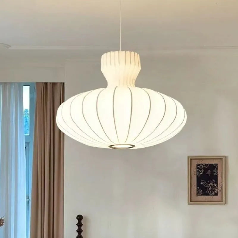 Vintage Chinese-style silk chandelier with retro design showing variable lighting in bedroom setting