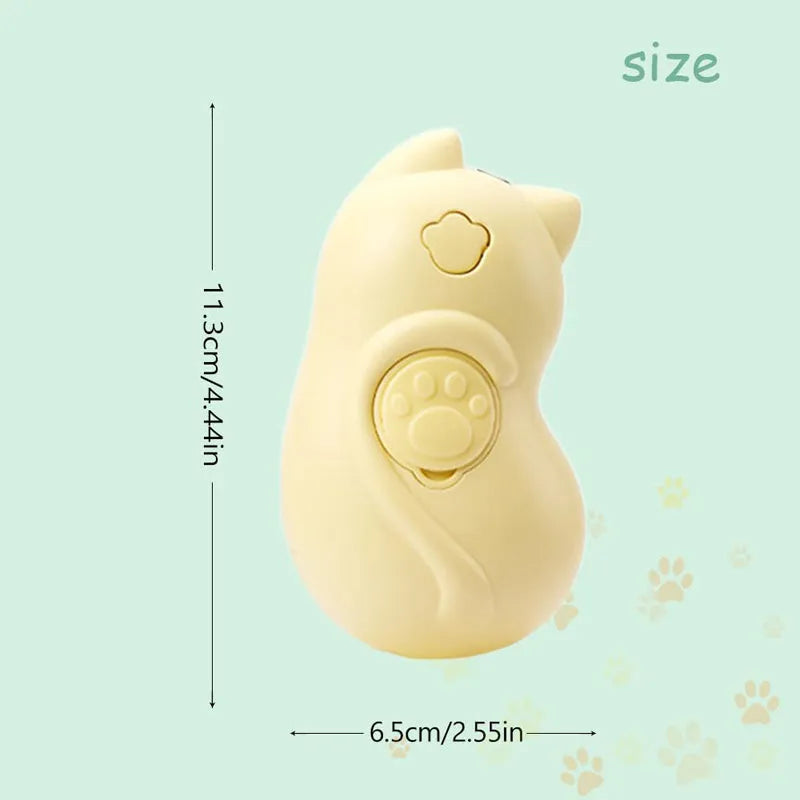 Handheld 3-in-1 steam pet grooming brush for cats and dogs on a white background.