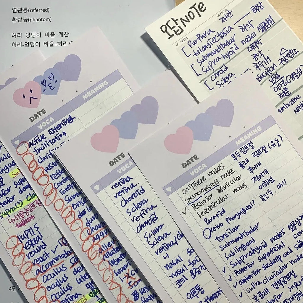 Vertical double-sided notepad with English words design in B5 half size