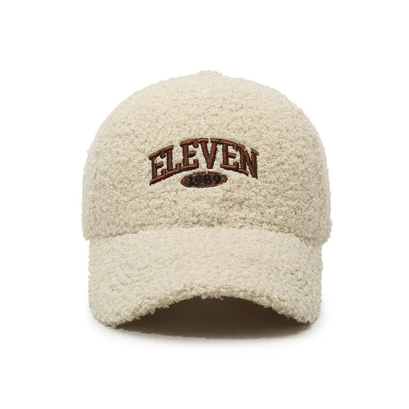 Winter lambskin baseball cap with adjustable strap and dome crown in various colours