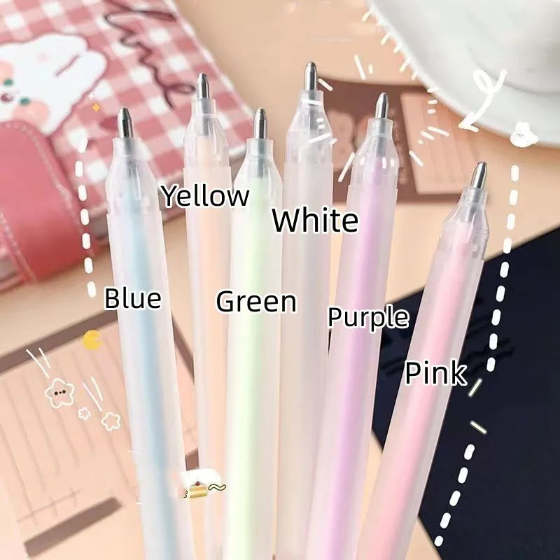 Macaroon colour dispensing pen with cap-pull mechanism in six colour options