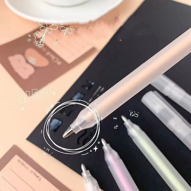 Macaroon colour dispensing pen with cap-pull mechanism in six colour options