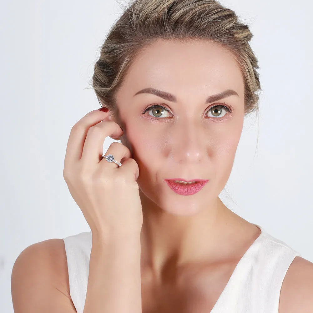 S925 sterling silver crown ring with AAA zircon inlay, silver colour, sizes 5 to 9