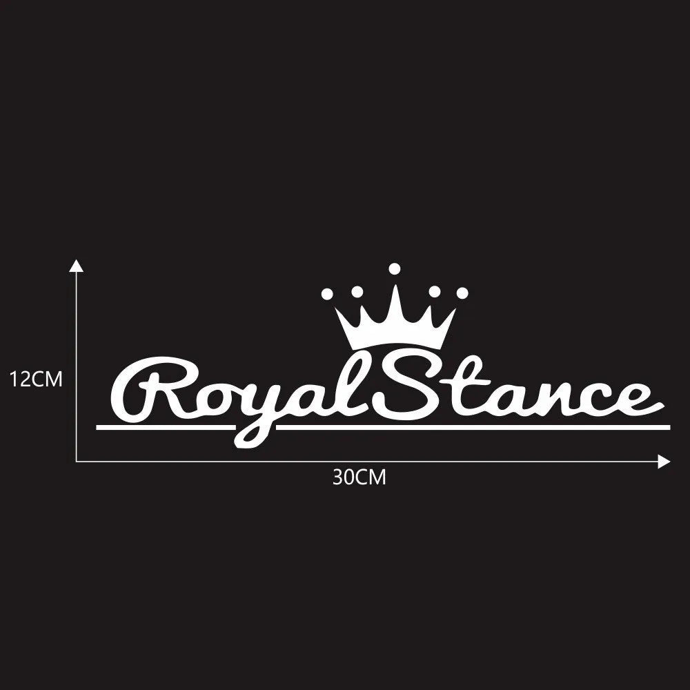 Reflective crown-shaped car sticker on vehicle windscreen showing colourful vinyl design
