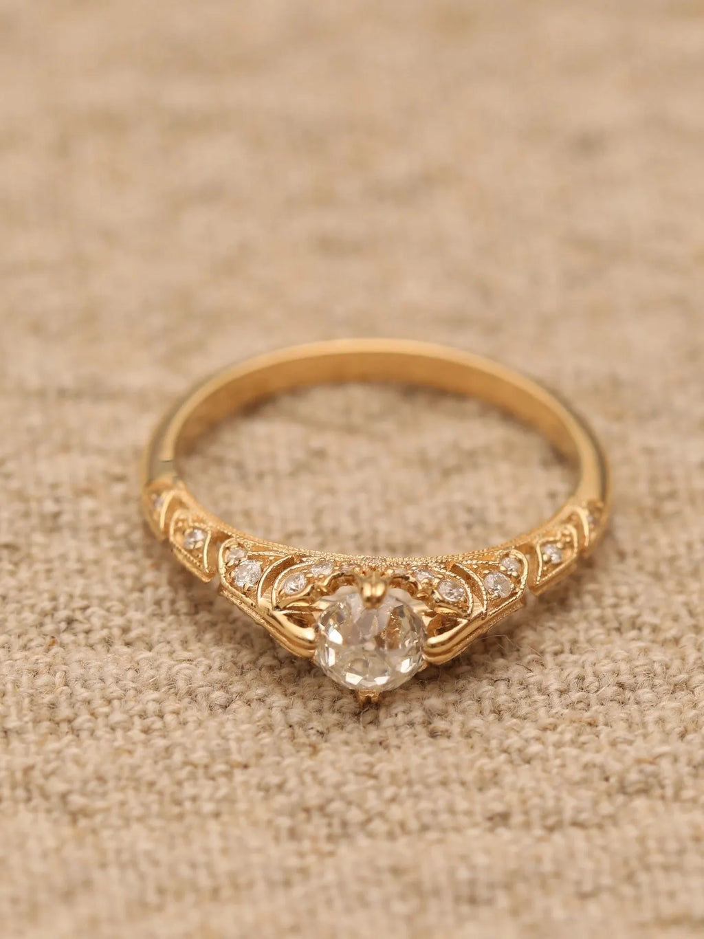 S925 sterling silver geometric ring in yellow gold tone with micro inlay, shown for women in US sizes 6 to 10