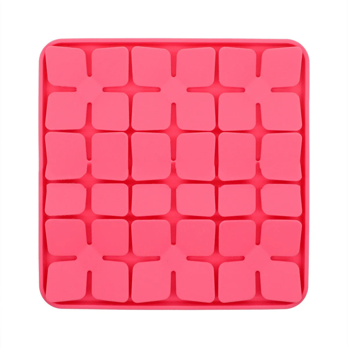 Silicone slow feeder pad for cats and dogs in black, 203x203mm, with raised licking patterns.
