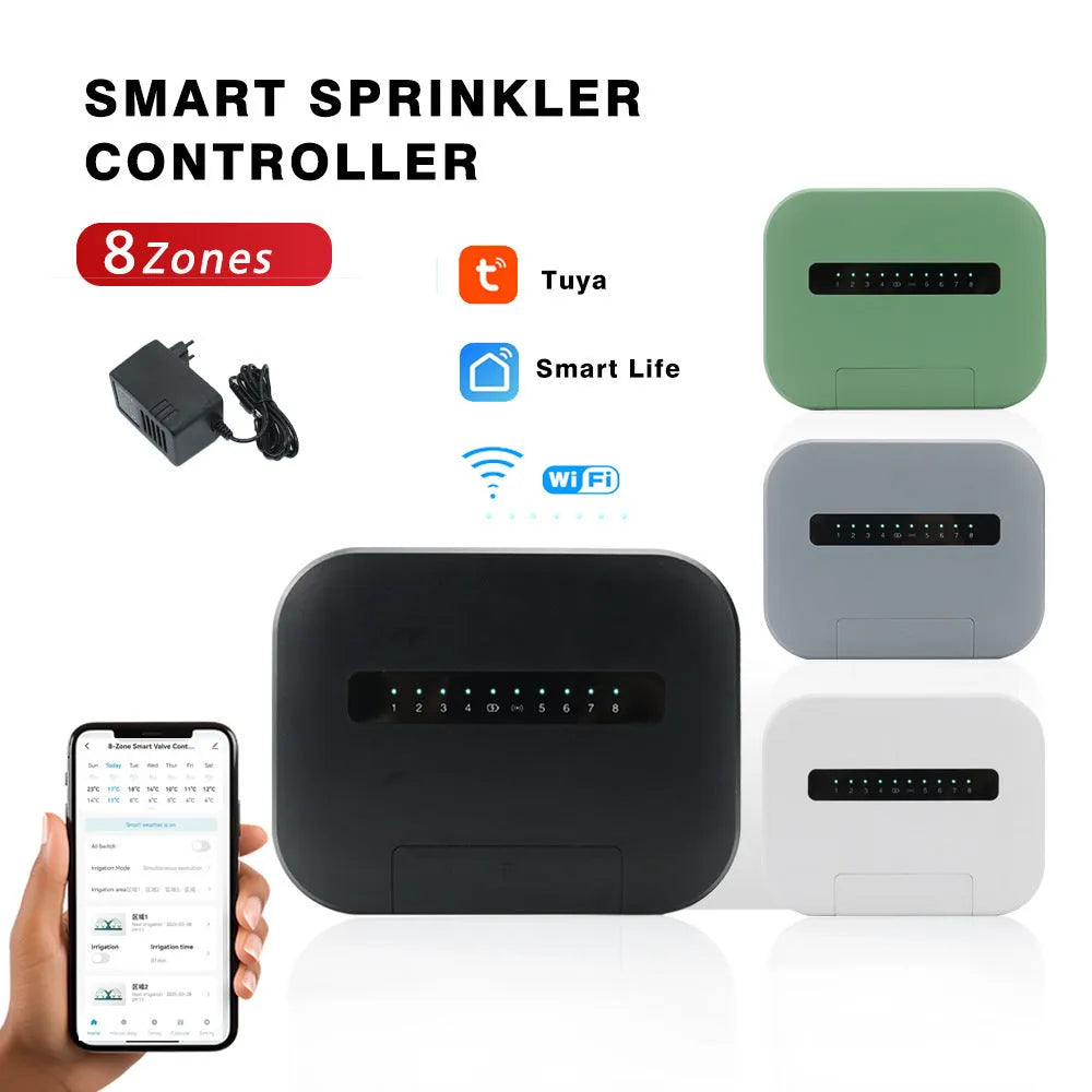 8-channel smart irrigation controller wireless water valve timer with EU plug