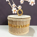 Twine hand-made rattan storage basket in brown for snacks and sundries