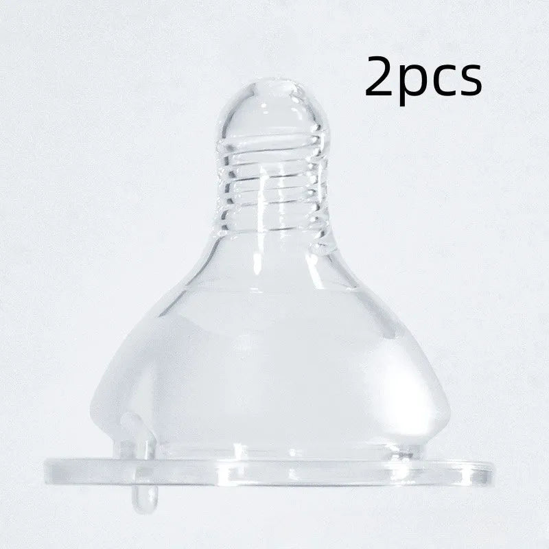 Newborn baby wide mouth feeding bottle liquid silicone nipple cross hole transparent edible silicone