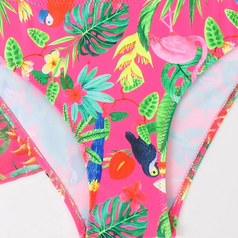 Girls floral split overclothes swimsuit bikini set in pictured colour for swimming activities