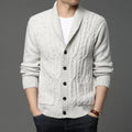 Men's Korean style jacquard pattern cardigan jacket in chemical fibre blend fabric