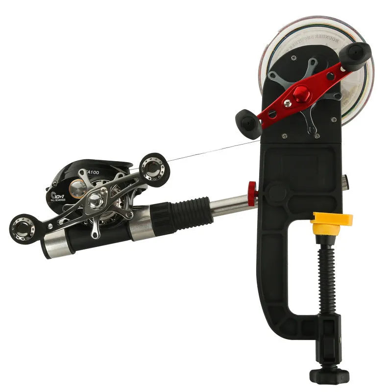 Black composite fibre multifunction fishing reel winder for baitcasting and other reels