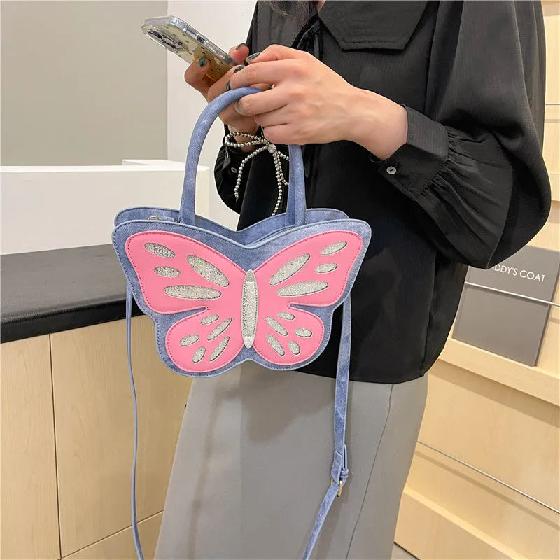 Small square crossbody bag in PU leather with contrast colour detail