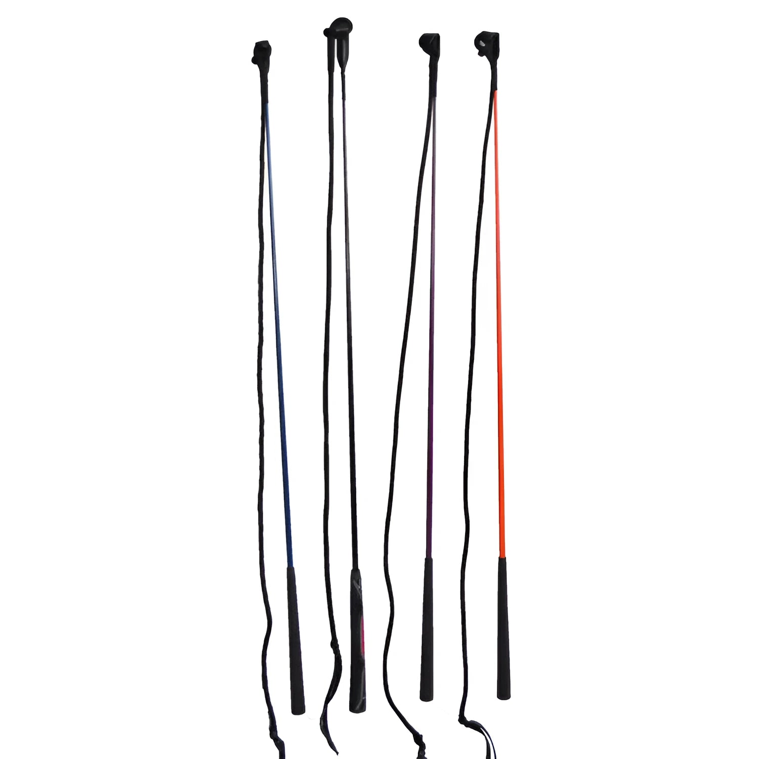 A 120cm long nylon and fibreglass training whip for horses with a hand loop
