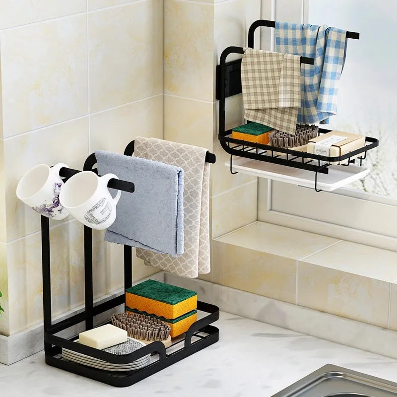 Foldable plastic kitchen storage rack for draining rags and tea towels in new Chinese style