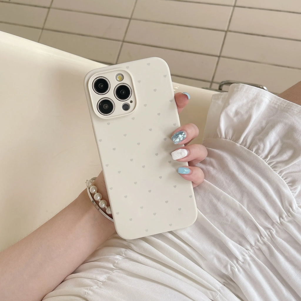 Love heart liquid silicone phone case in grass purple for iPhone, shockproof and fingerprint-proof