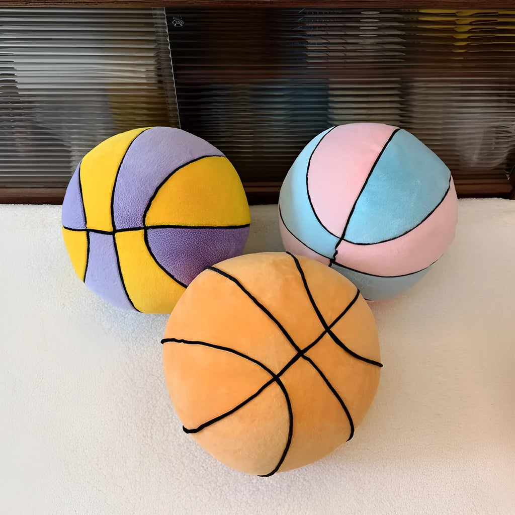 Soft basketball plush toy in orange, 28cm spherical doll for kids