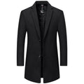 Men's autumn winter woolen coat thickening light business overcoat black notch lapel long sleeves
