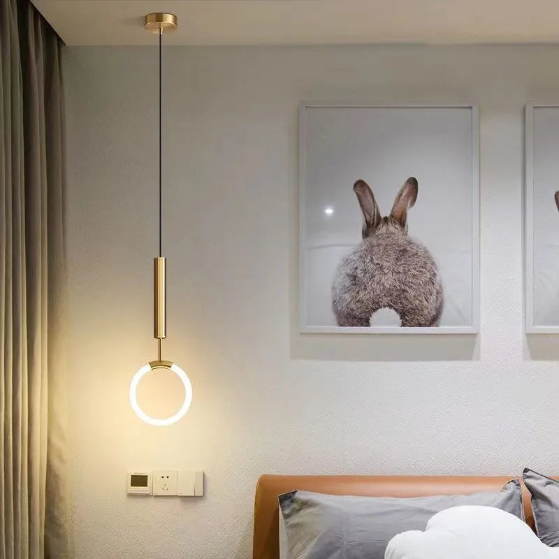 Minimalist Nordic U-shaped bedroom chandelier pendant light.