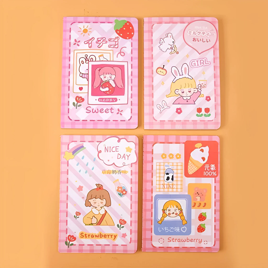 Cartoon A5 notebook with 30 sheets, showing cover design options like Cute Bear and Kumamoto Rabbit.