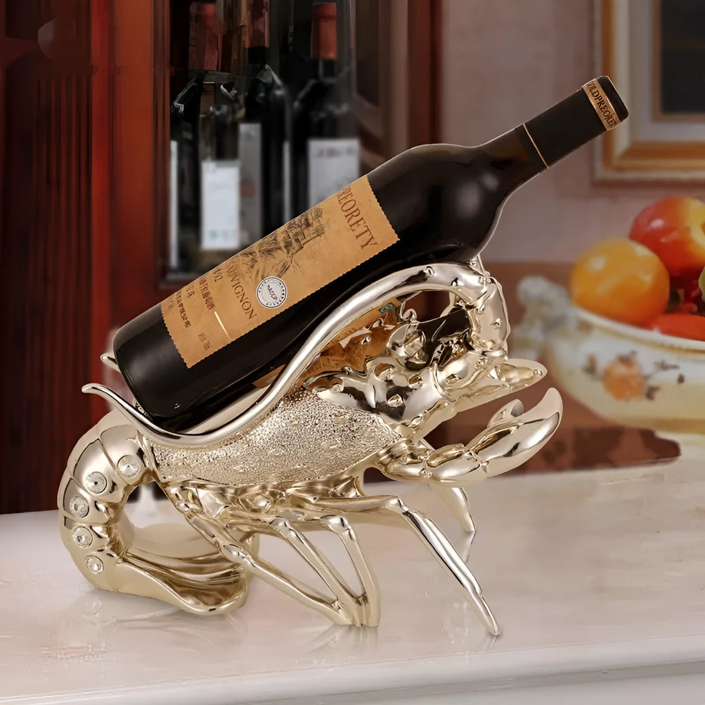 Lobster shaped wine rack ornament in rose gold or silver resin decorative piece