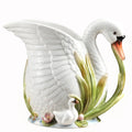 Pastoral style ceramic swan vase with embossed effect, 24.1 cm x 15.2 cm x 20 cm, in picture colour