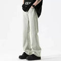 American retro black high-waist straight-leg button fly washed denim pants for teenagers