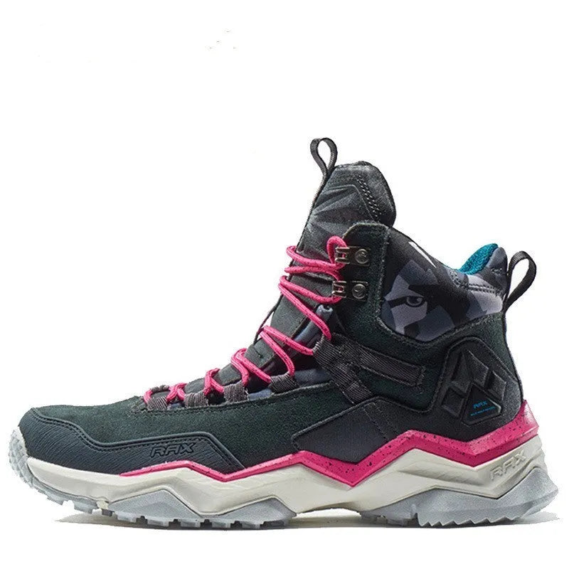 Waterproof non-slip high top hiking shoes for men and women in Carbon Black colour for mountain climbing