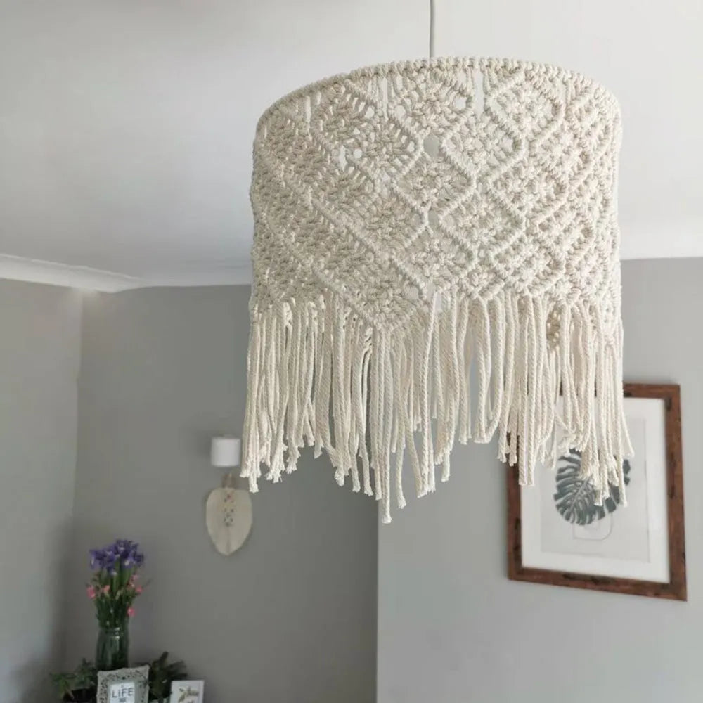 Handmade beige cotton string woven lampshade 30x50cm pendant light shade