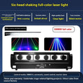 Six-eye double swing full colour laser lamp, 150W DMX512 indoor stage light, 84*9*25cm plastic body