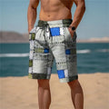 Man wearing loose-fit 3D plaid shorts in mesh fabric for summer.