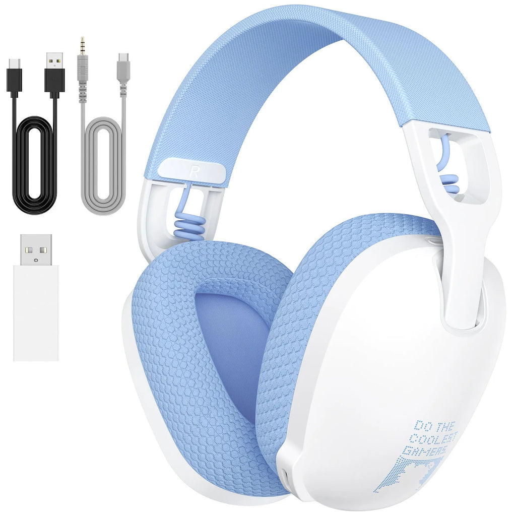 Wireless gaming headphones with over-ear design in black and white colour options