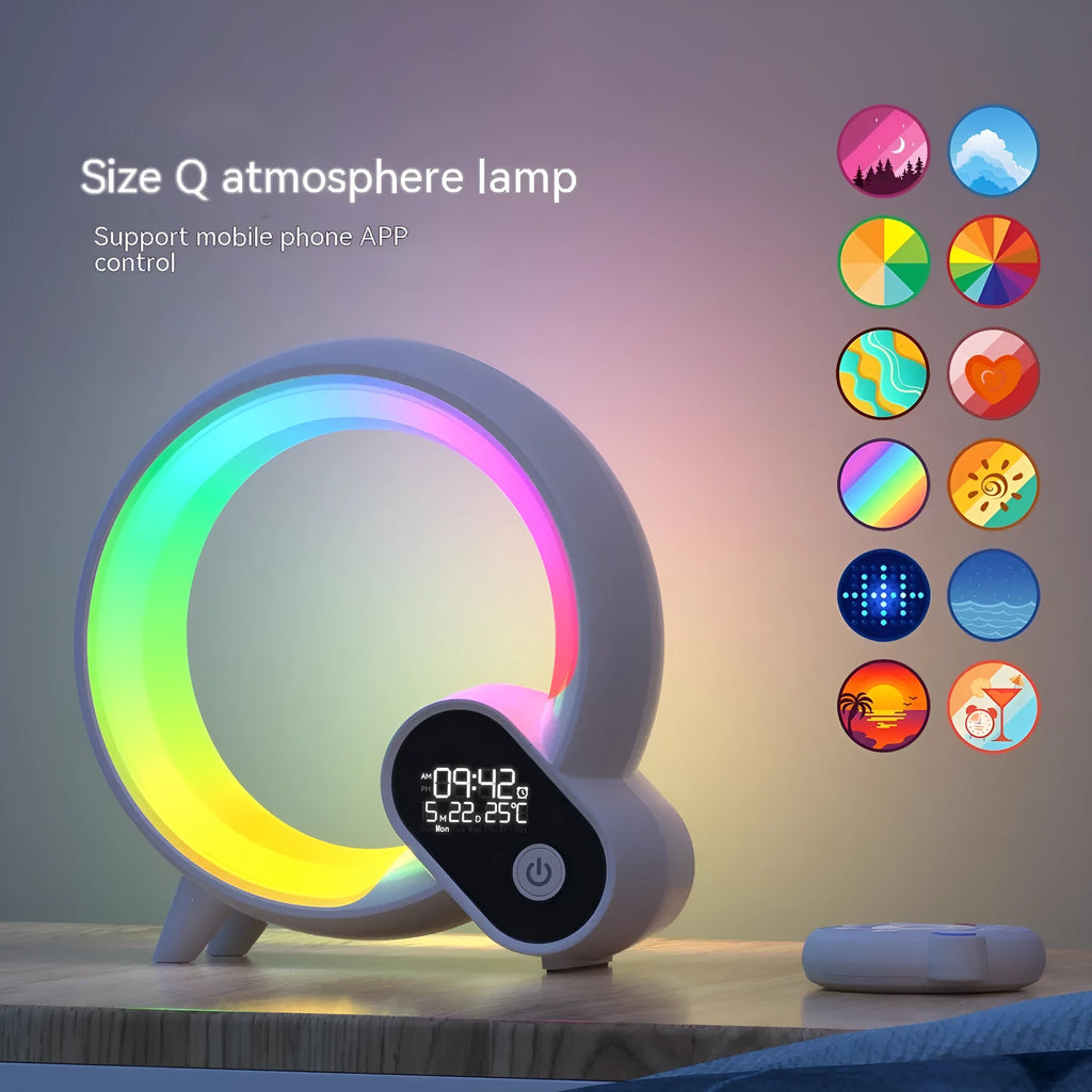 Q Light alarm clock in black or white, 21 x 7.5 cm, with Bluetooth audio and 90 RGBCW light beads