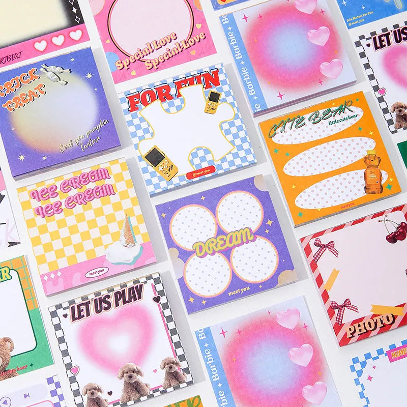 Korean note paper pad with 90 rectangular sheets in multiple colour designs