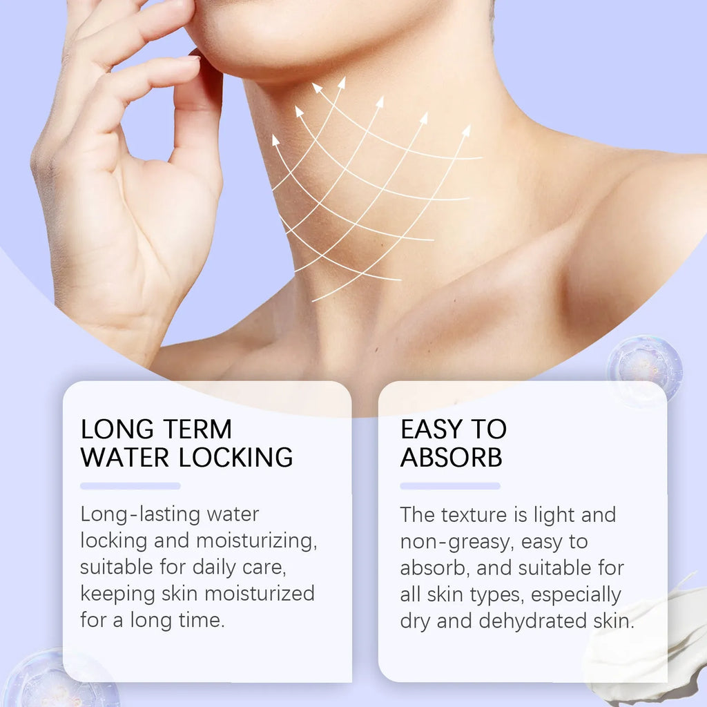 Jar of neck skin cream for moisturising and firming, net weight 50g.