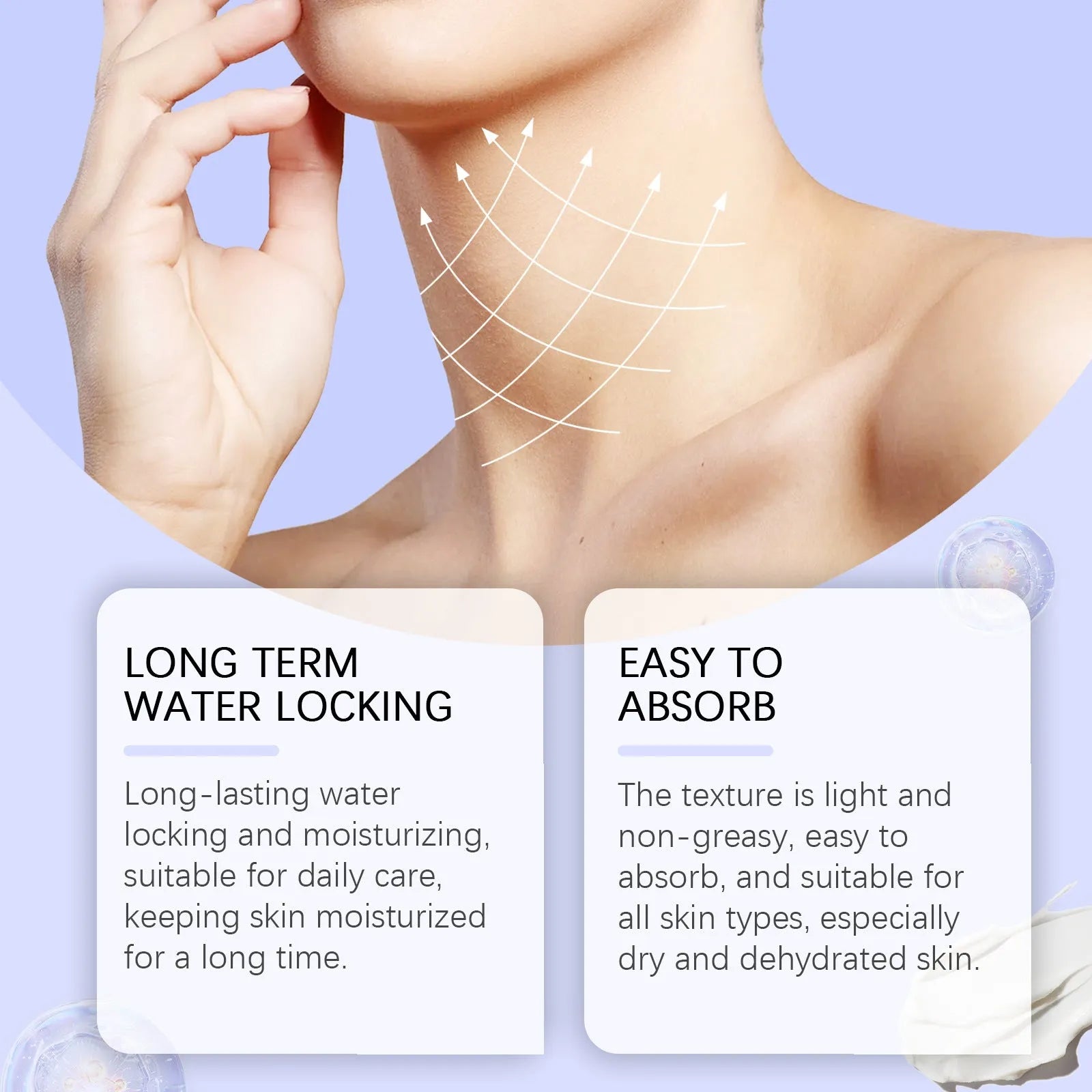 Jar of neck skin cream for moisturising and firming, net weight 50g.
