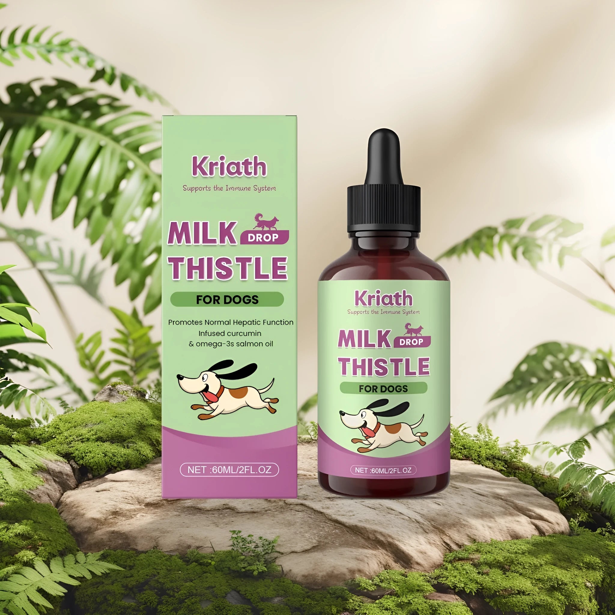 60ml bottle of dog milk thistle and turmeric extract liquid nutrient solution