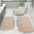 Three-piece PVC bathroom floor mat set in grey stripes - one large, one medium, one small mat for bathroom use