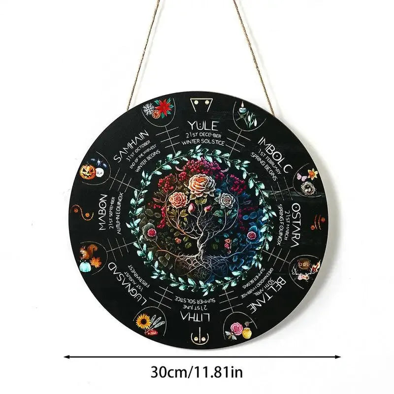 Boxwood decorative wooden pendant with choice of five carved disc designs on a neutral background.