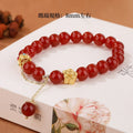 Women's natural agate bracelet with peach blossom copper parts and approximately 8mm beads