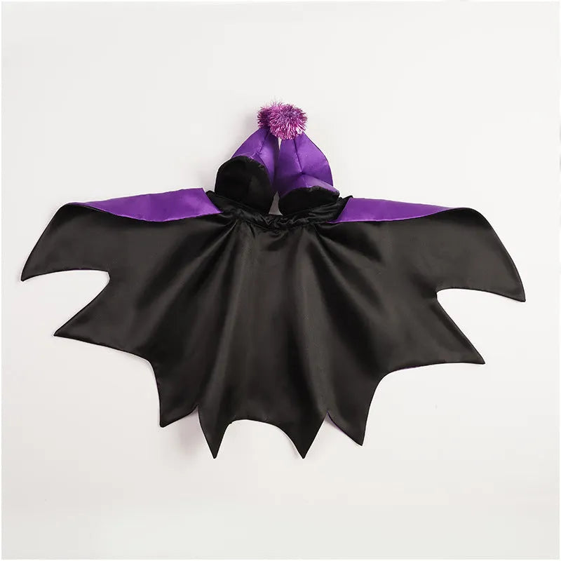 Halloween pet costume with bat cloak and cape hat, polyester, average size, for cats and dogs