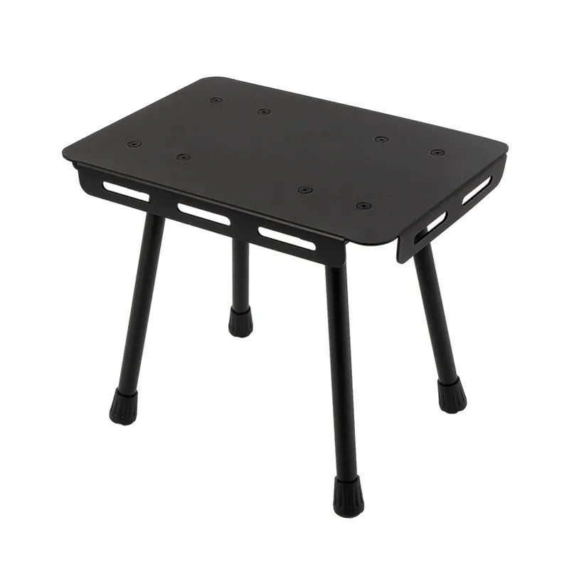 CLS aluminium dual-use folding camping stool shown in beige, converted into a small raised side table.