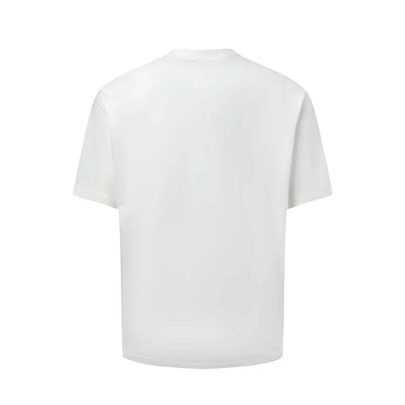 Men's blue American-style t-shirt with white letter print across chest