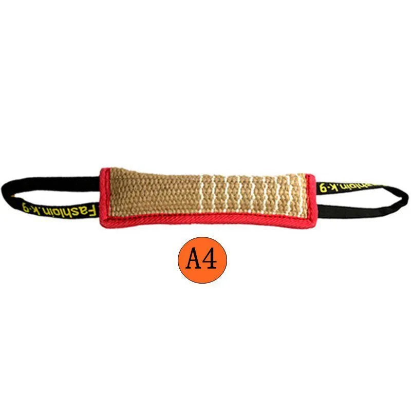 30cm coarse hemp dog biting stick in yellow colour for training and teething