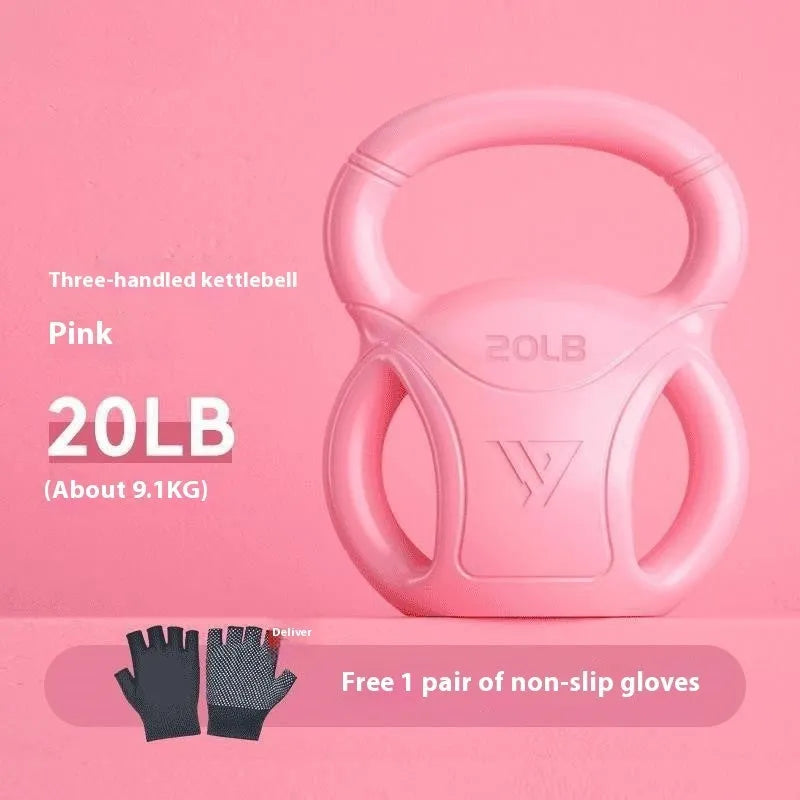 Kettlebell universal exercise shaping fitness equipment for home use in pink colour with gloves included